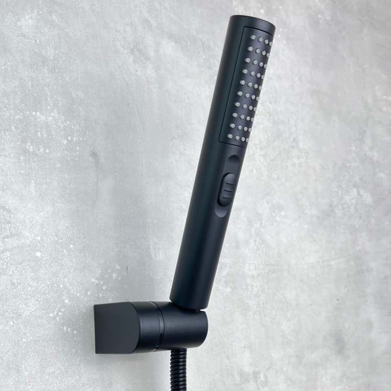 ABS Hand Shower Set 2 Functions Black and Chrome Handheld Swivel Bracket 1.5m Stainless Steel Hose