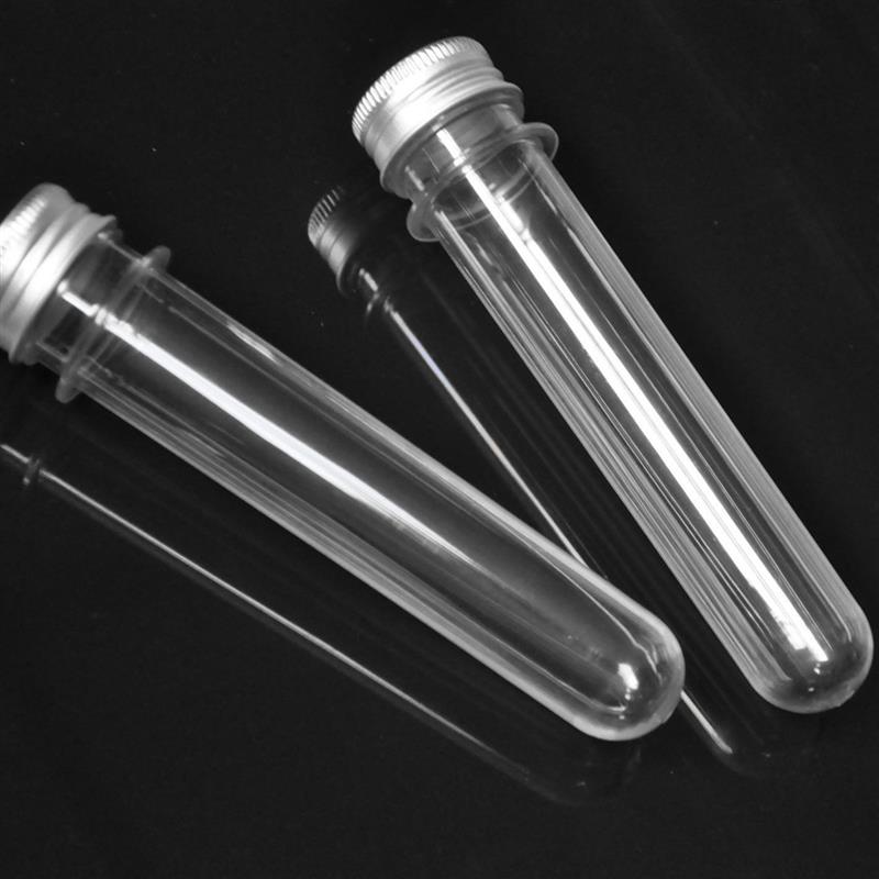 25pcs 40ml Plastic Transparent Test Tubes With Aluminum Cap Bottles 14cm School Supplies Lab Equipments 140x25mm