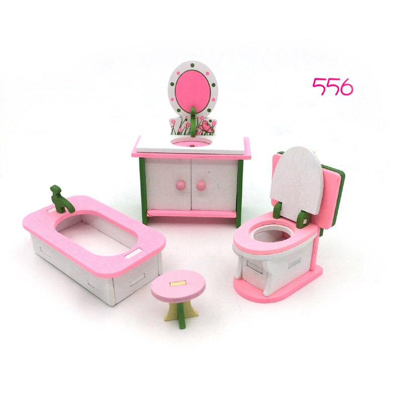 1 Set Cute Dollshouse Set Pretend Play Toy Educational 3D Doll House Miniature Wooden Furniture Simulation Dollhouse Accessory: 6