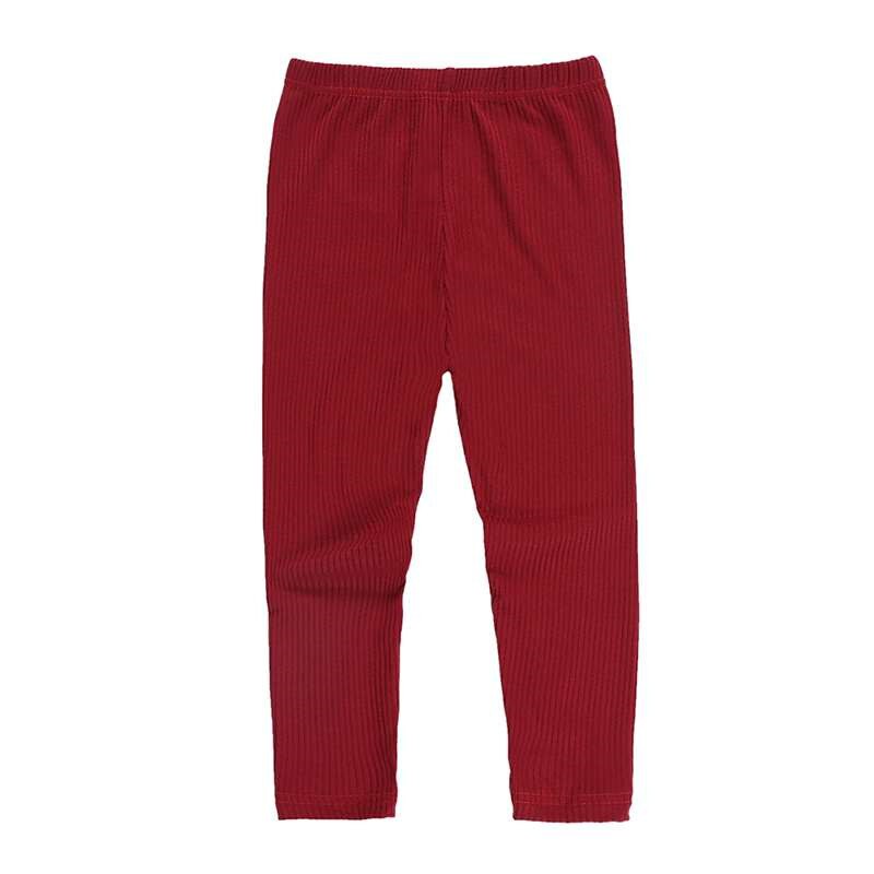Flicka leggings barn ribbade byxor barn flickor bomull mjuka elastiska byxor stretchiga varma byxor småbarn fritidsstickade kläder