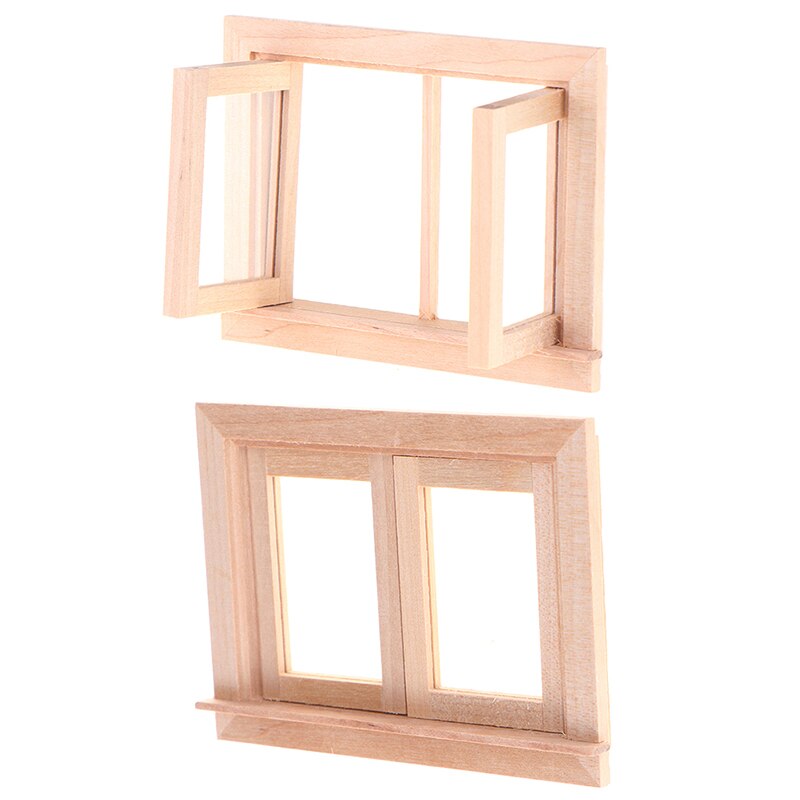 Wooden Traditional 2/4/12-pane Window Frame 1:12 Scale Dollhouse DIY Miniature Furniture Accessory