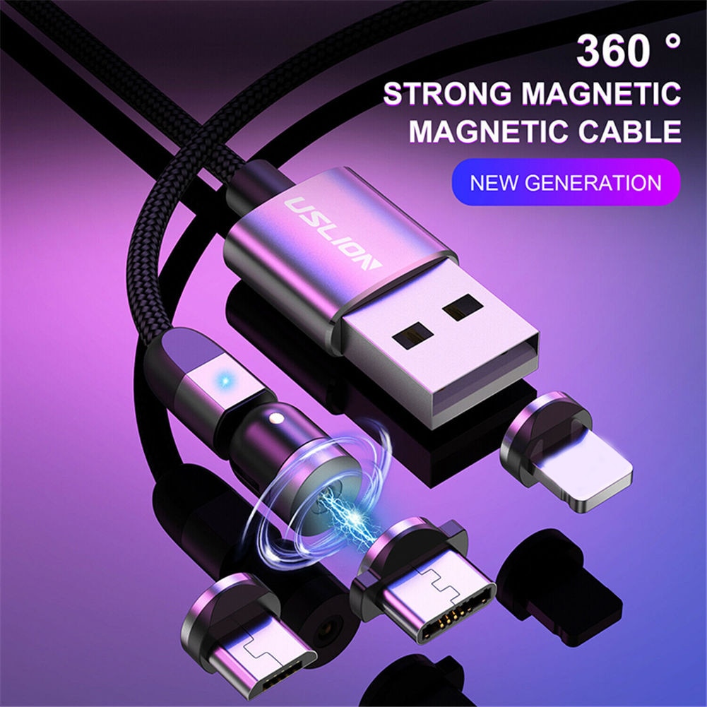 Double 360degree Magnetic Cable Kit with Triangular Indicator 5A Fast Charge Data Cable DOM668