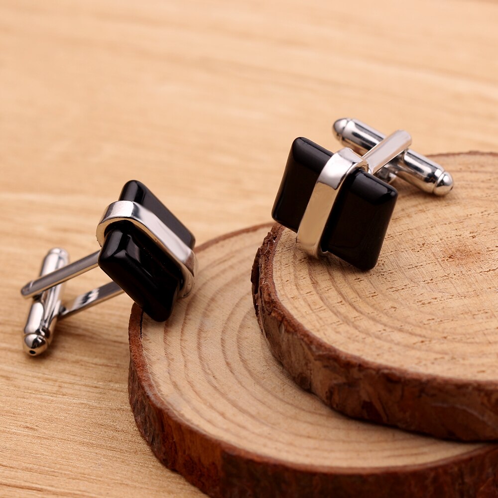 Men's Cufflinks Black Brown Rectangular Business Shirt Cufflinks Christmas Halloween Friends Lover Jewelry