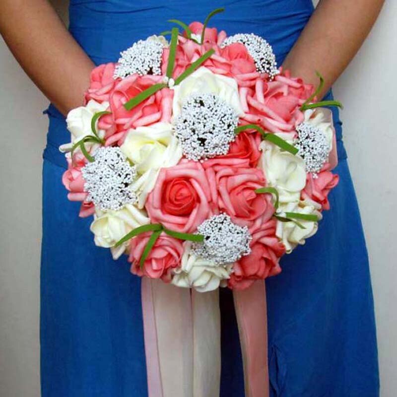 Bordowy bukiet ślubny dla nowożeńców Wykonany ręcznie PE róże buque de noiva kwiaty ślubne bukiety ślubne pristian zouboutin