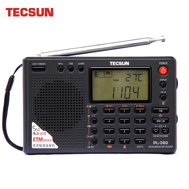 Tecsun pl -380 dsp pll fm mw sw lw digital stereo radio världsbandsmottagare radio bärbar fullband stereo liten radio
