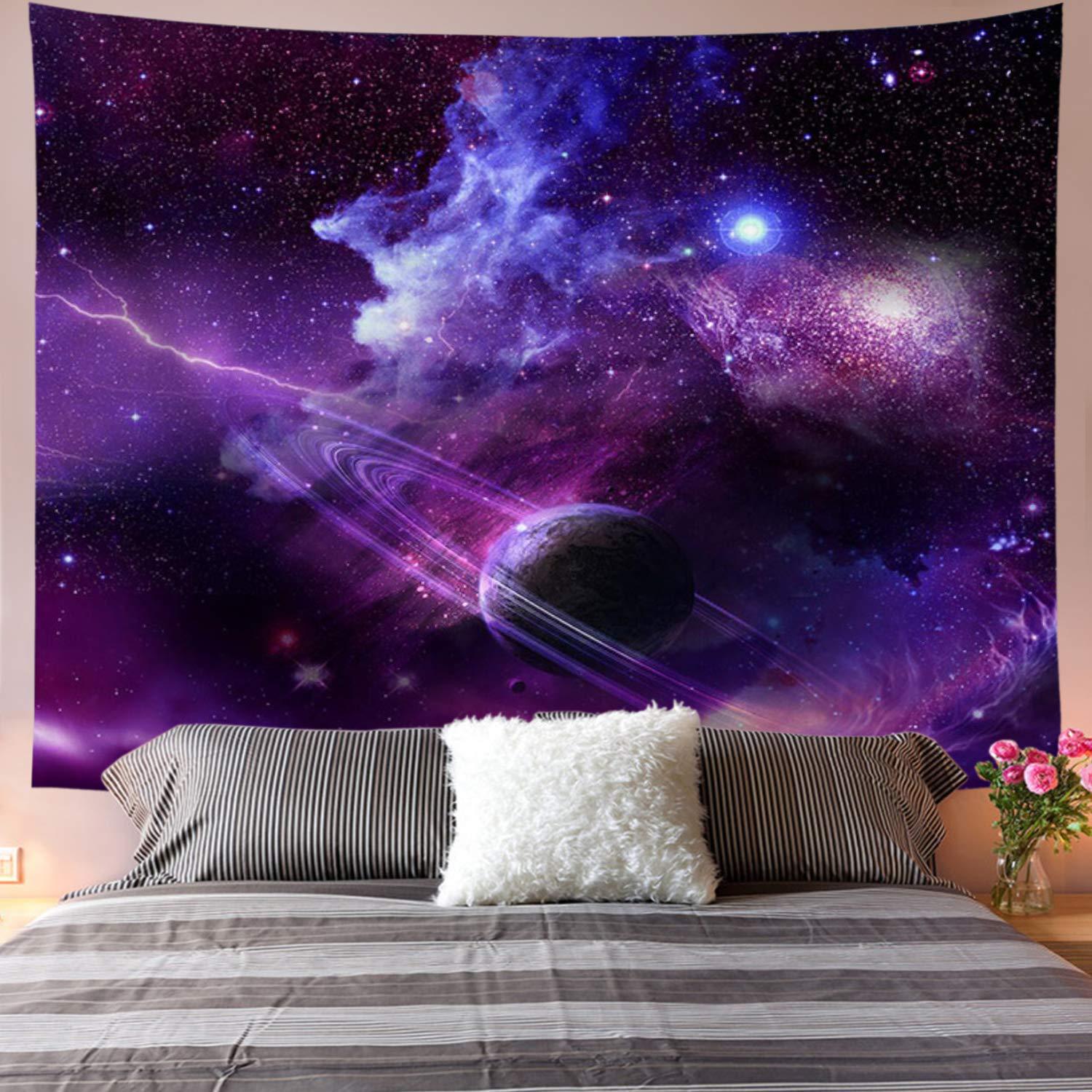 Psychedelic Starry Sky Galaxy Tapestry Art Print Wall Hanging Tapestry Wall Blanket for Bedroom Living Room: 180 x 230cm