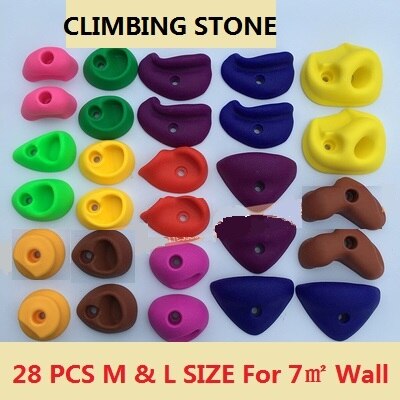 (Met Schroef) 28 & 20 stuks Plastic Rotsklimmen Stenen Muur Kit Stenen Kinderen Speelgoed Sport Houden Outdoor Game Volwassen & Kinderen: 28PCS