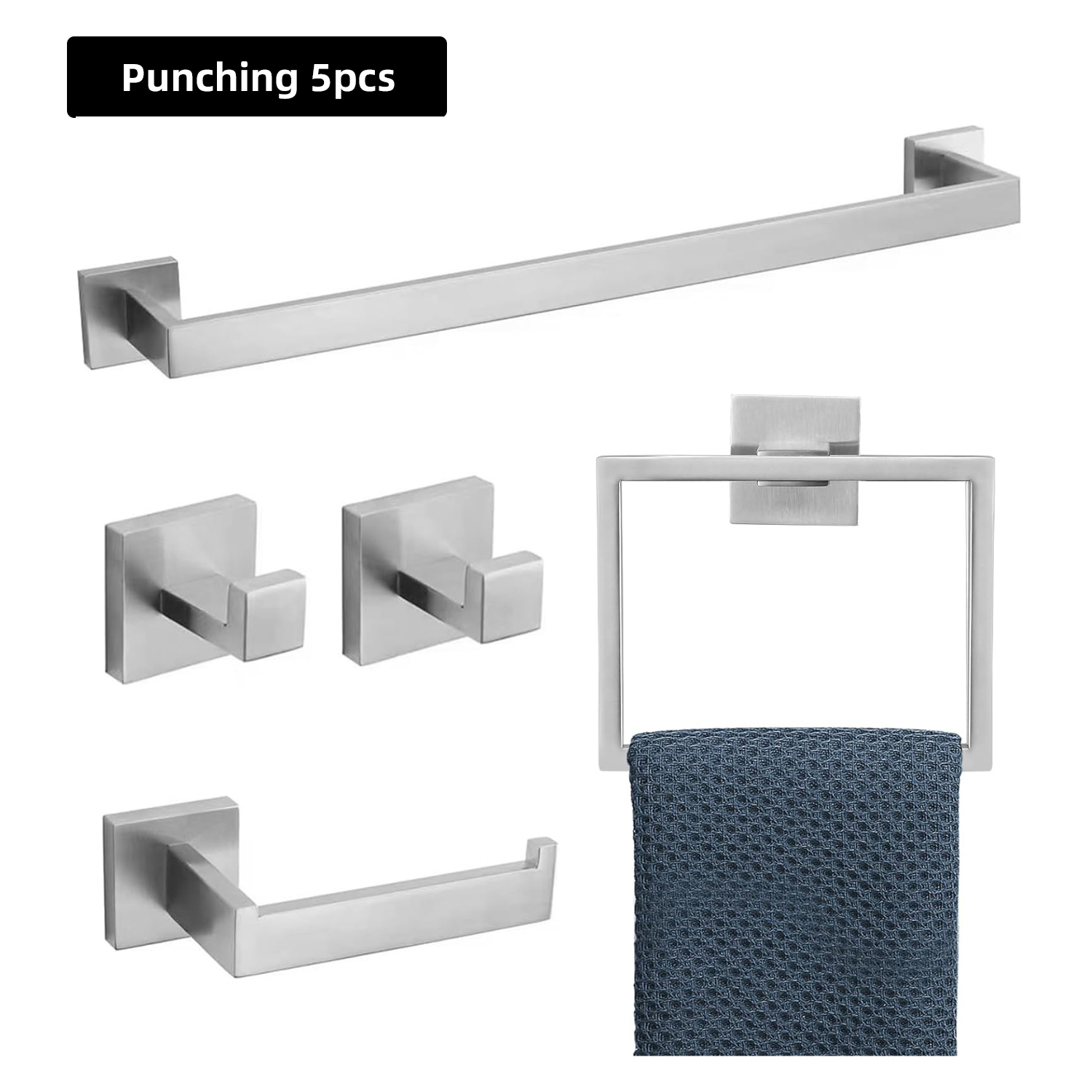 Conjunto de ferragens para banheiro Conjunto de acessórios de banheiro de aço inoxidável Montado na parede Barra de toalha Anel de toalha Suporte para rolo de papel higiênico: YELLOW