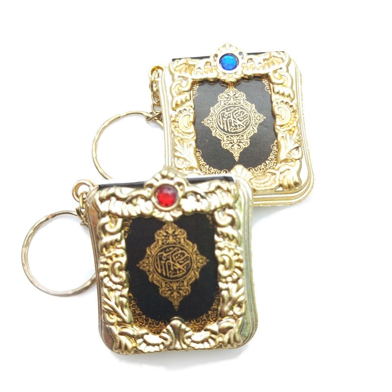 Porte-clés en or et argent véritable coran arabe, 20 pièces/lot, commémoratif pour invités, célébration de la mascotte musulmane Eid Mubarak