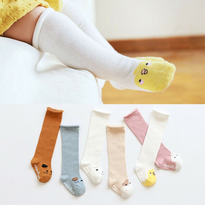 Schattige Baby Kousen Katoen Knie Hoge Kousen Anti-Slip Lange Been Warmer Unisex Kids Kousen voor 0-3 jaar