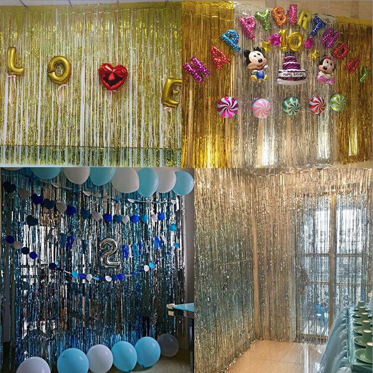 Fondo de cortina de seda de lluvia, tira de colores para pared, cumpleaños, boda, decoración de cinta de seda de lluvia, sala de estar para, suministros de cortina