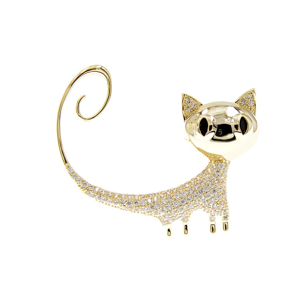 CINDY XIANG Zirkonia Kleine Kätzchen Broschen Für Frauen Kupfer Schmuck Ebene Katze Stift Brosche Winter Zubehör: Gold