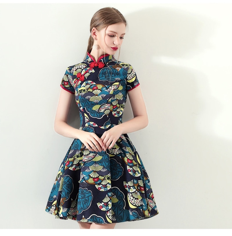 Cheongsam Short Chinese skirt Improved Modern Cheongsam dress Retro Fishtail Dress Girl Dress Chinese Cheongsam qipao