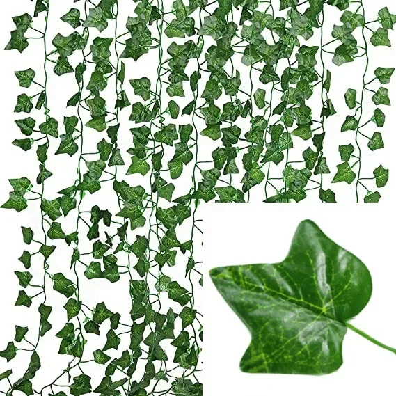 Hera Artificial para pared, plantas decorativas para el hogar, enredaderas, guirnalda verde colgante para habitación, jardín, oficina, decoración de pared de boda, follaje: Amarillo fluorescente