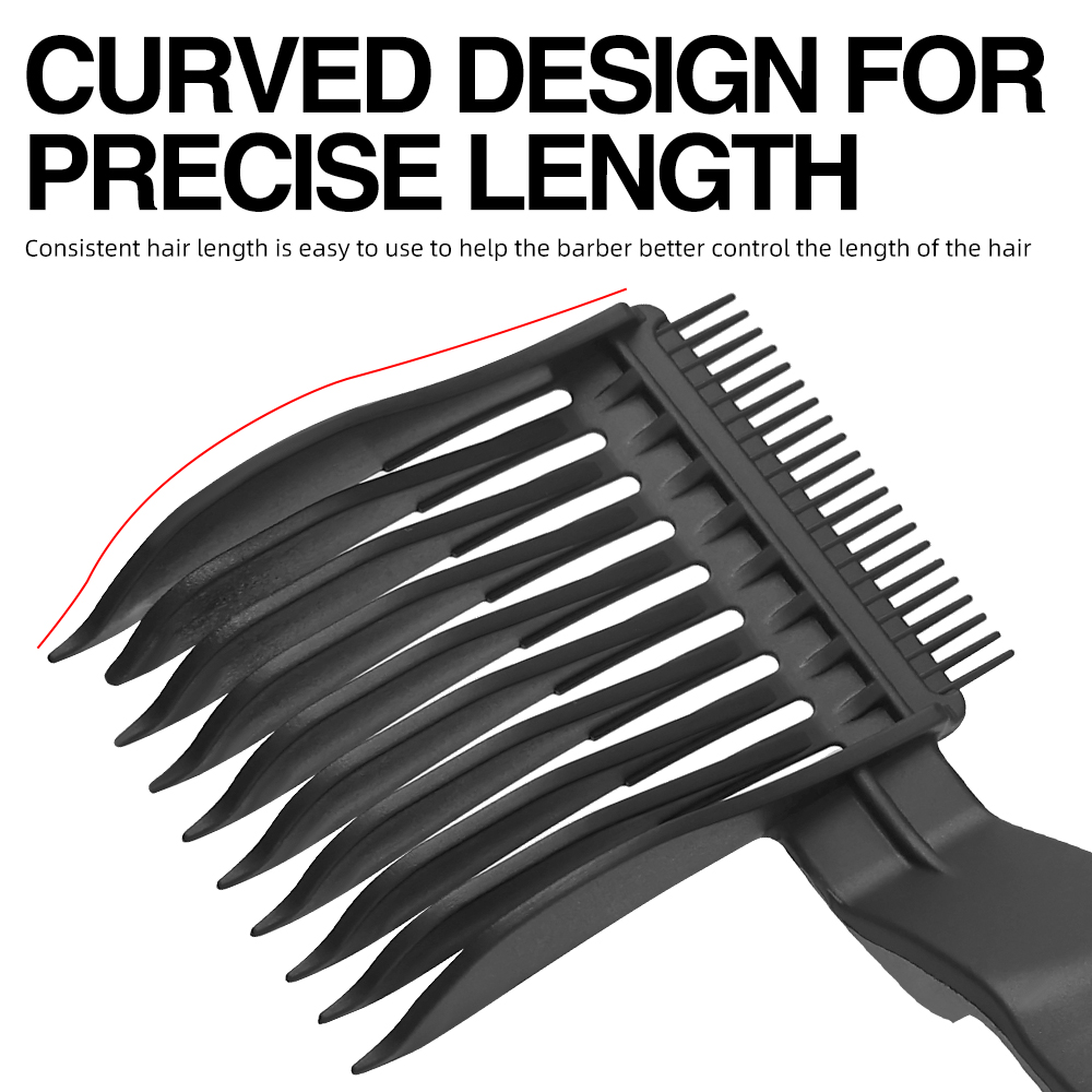 Peines para cortadora de pelo con posicionamiento curvo y mango largo para hombre, peines de plástico para peluquero, peines para cortar el pelo con parte superior plana, herramientas de estilismo para barbería