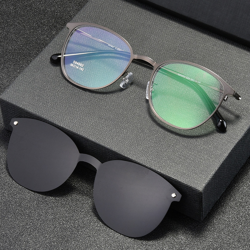 Vierkante Magneet Zonnebril Clip op glazen voor Mannen Gepolariseerde Bijziendheid Eyewear Brillen Recept met doos FML