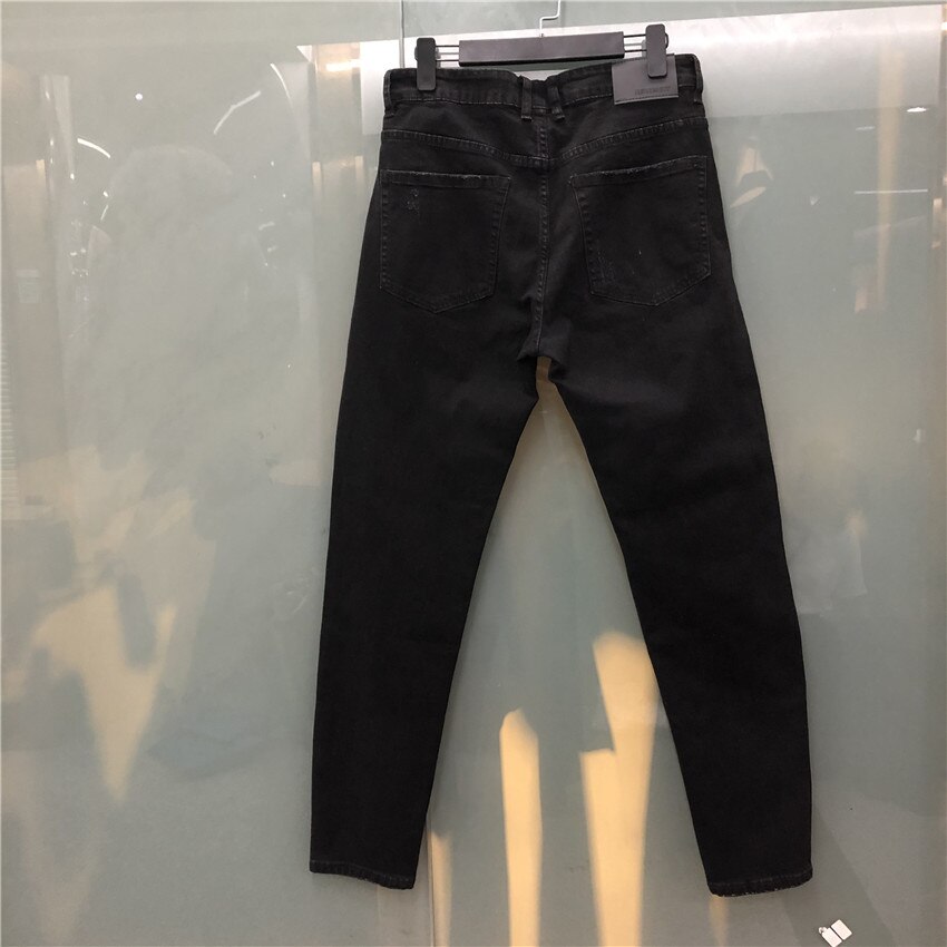 Repræsentere high street jeans mænd kvinder slidte patch stil repræsentere bukser 1:1 version jeans slim stretch pencil bukser