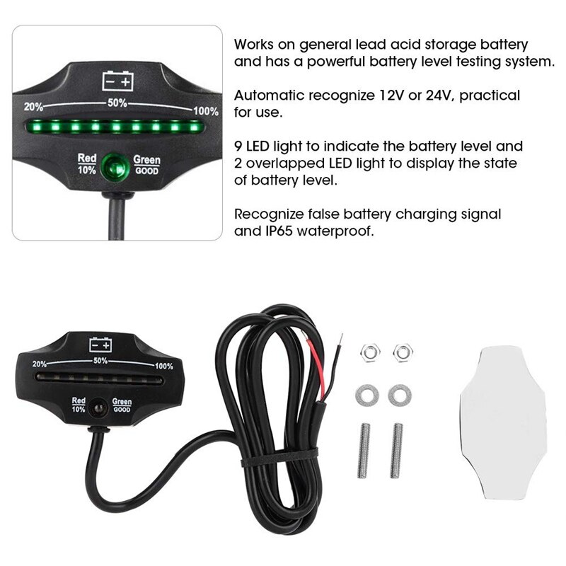 Led Lood-zuur Accu Indicator Gauge Batterij Level Monitor Voor Golfkarretjes Marine Motorcycle Truck Heftruck