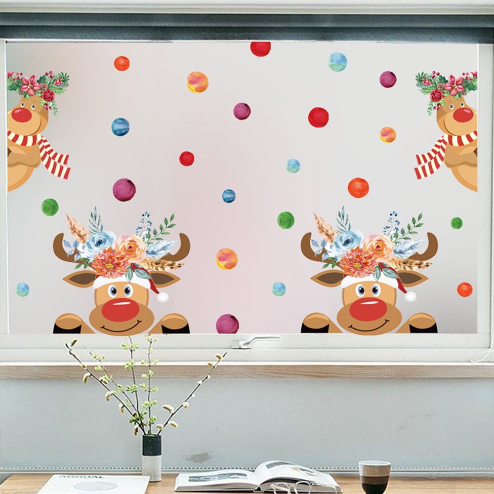 Removable Christmas Window Decal Santa Claus Snowman Stickers Winter Wall Stickers for Kids Room Year Christmas Window Decor