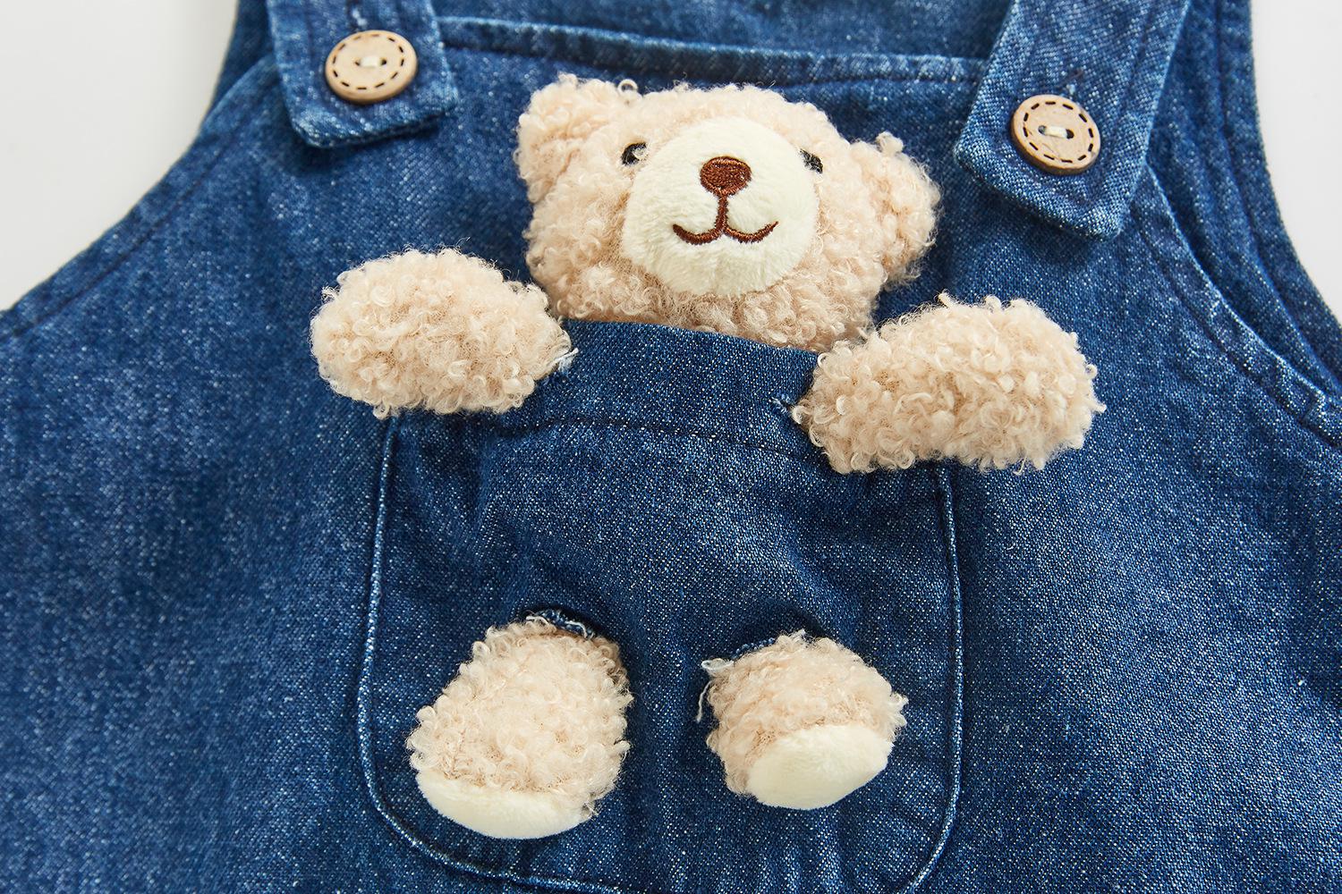 Herfst Baby Overalls Leuke Cartoon Pop Broek Voor Jongens En Meisje Denim Jumpsuit Casual Kids Jean Broek 6M-3T: blue / 3T  100cm