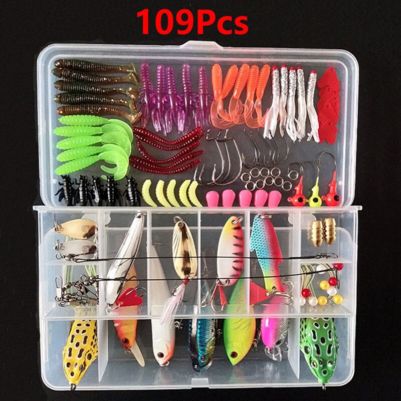 Juego de señuelos giratorios para piscardo Popper VIB, cuchara dura suave, anzuelos de pesca, aparejo herramientas de pesca, 45-139 Uds.: 109Pcs