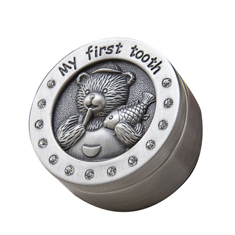 Mini størrelse nyfødt baby første krølle og første tand opbevaringsboks metal artcraft nips til arrangør børn minde