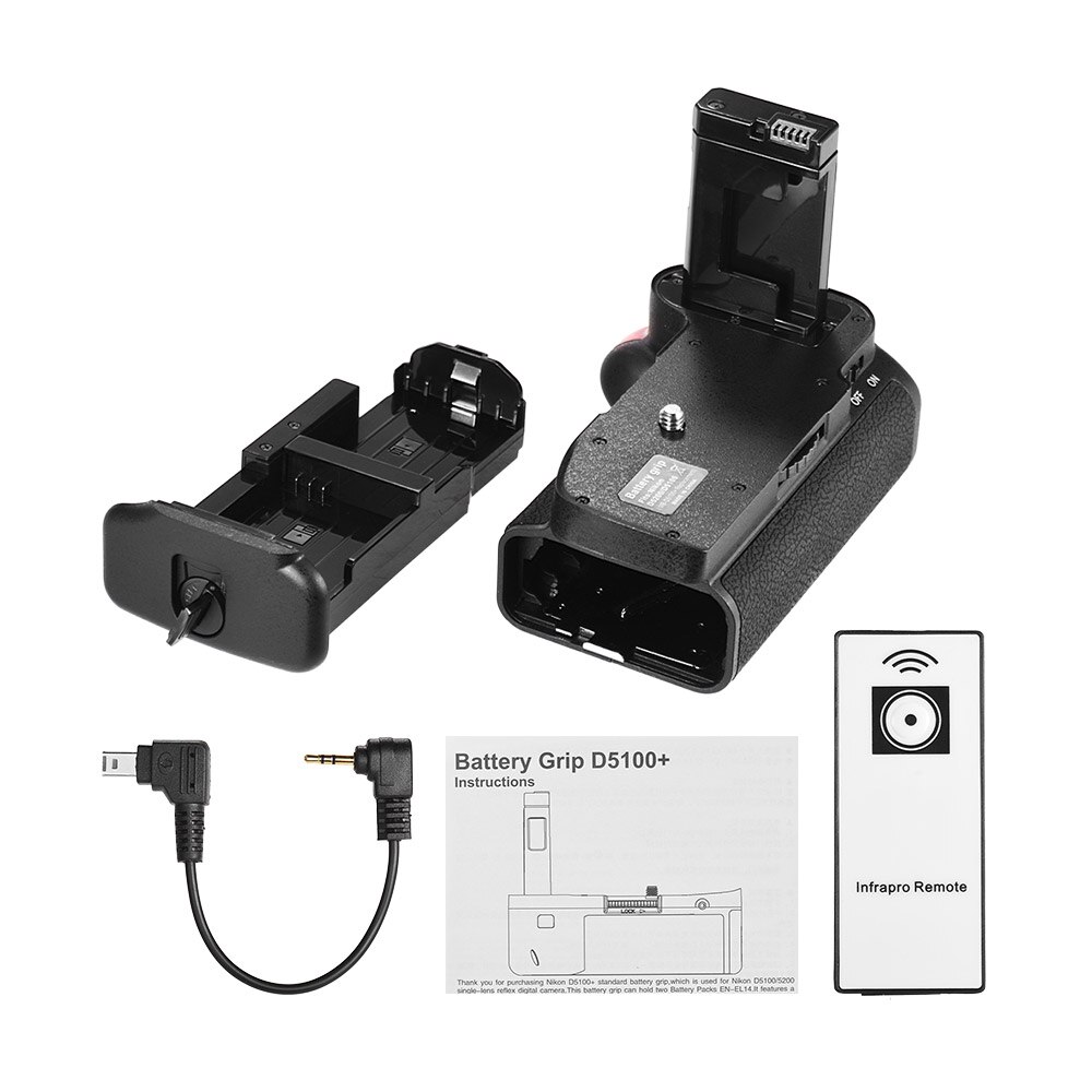 Andoer – support de poignée pour télécommande IR, pour Nikon D5100 D5200 DSLR EN-EL 14