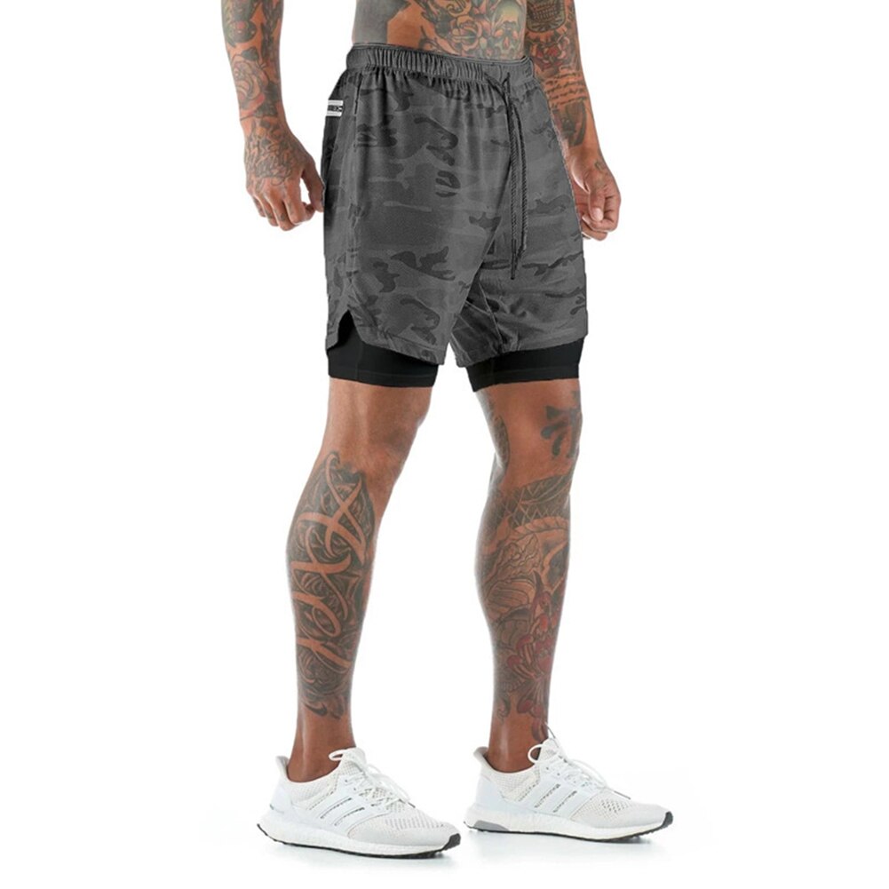 Mannen Shorts Quick Dry Dubbeldeks Casual Fitness Half Broek Voor Workout Training Running Sportkleding Levert