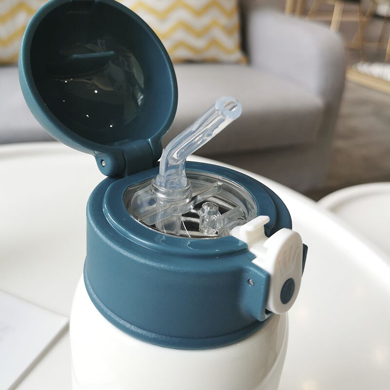 Taza de alimentación para bebé con tapa, termo de leche de acero inoxidable para niños, botella de agua aislada con fugas, taza térmica poof