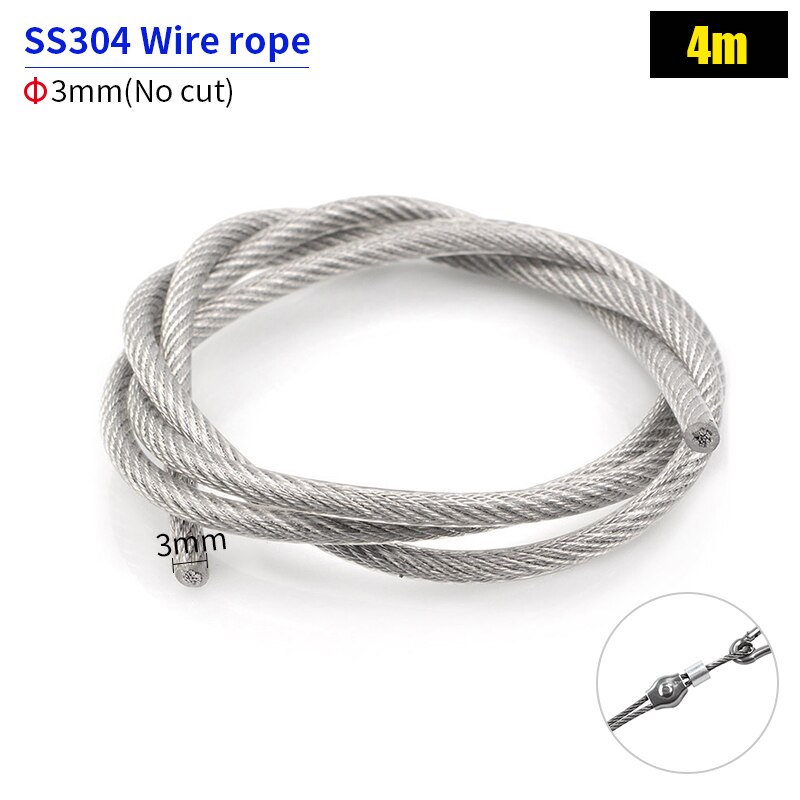 SS304 Rvs Zonnescherm Netten Installatie Accessoires Telescopische Golf Netto Setting Tool Draad Touw Buisklem Katrol Onderdelen: 3mm wire rope