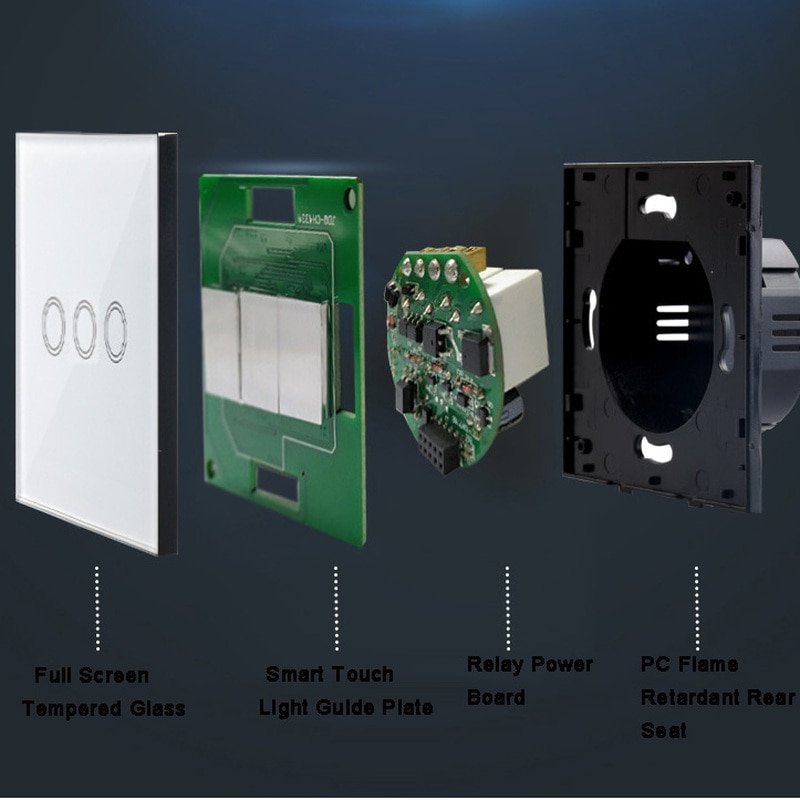 RF433 WIFI Glass Panel Touch Screen Tempered Glass Remote Control Wall Switch Touch Switch Smart Switches 60Hz
