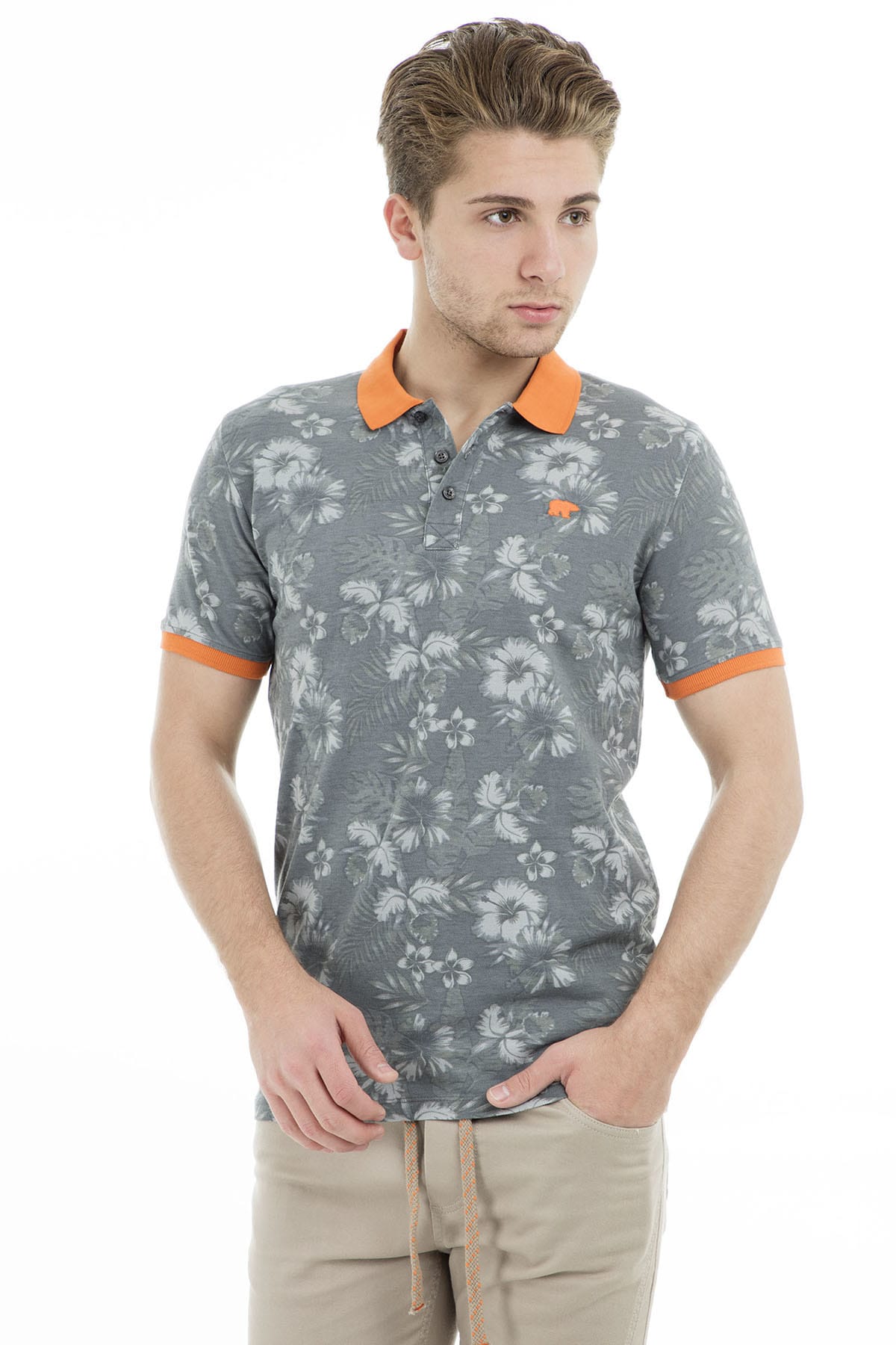 Camiseta de manga corta para hombre, Polo con estampado de flor de Bad Bear 18.01.07.044-c02