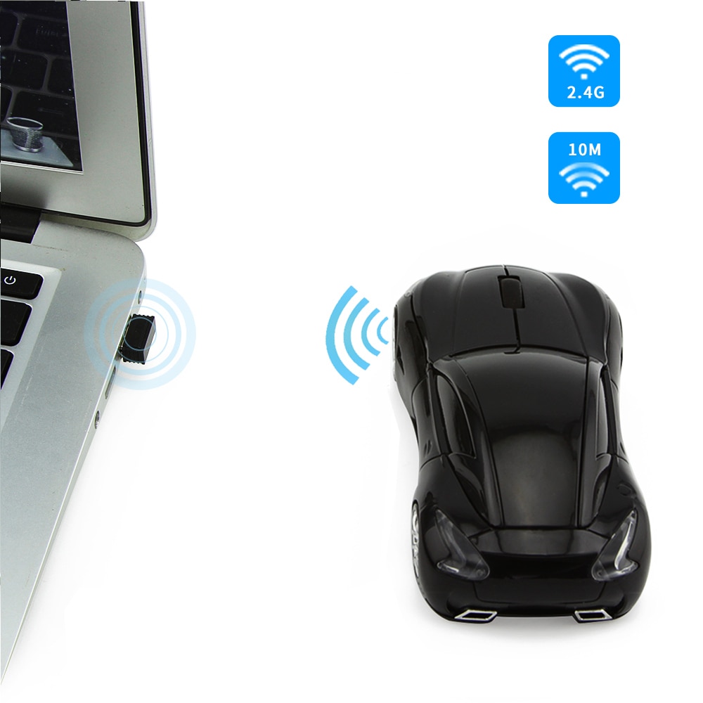Chyi auto-vormige draadloze muis, usb optische computer mini-muis, 3d pc 1600 dpi muis met led-lampje voor kindernotebook en laptop