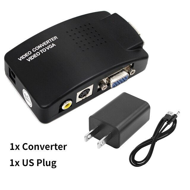 Av Vga Converter 3RCA S-Video Vga Naar Vga Adapter 1080PHD Video Converter Voor Pc Naar Tv: With US Plug