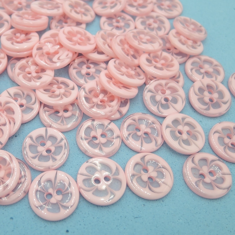 30 stk pink 2- hullers prints plastikknapper tøjtilbehør