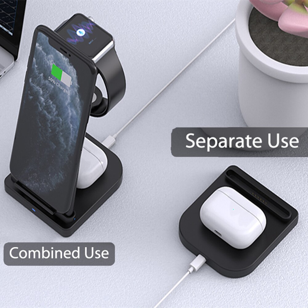 Fdgao 15W Snelle Qi Draadloze Oplader Voor Iphone 12 11 Xs Xr Samsung S21 Type C Snel Opladen Voor apple Iwatch 6 5 4 3 2 Airpods Pro