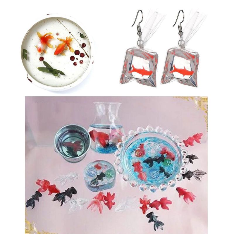 3Pc Mini Größe Goldfisch Lotus Blatt Earrrings Wasser Dag DIY Harz Schmuck Schimmel Bausatz