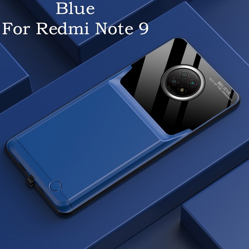 Funda de batería portátil para Xiaomi Redmi Note 9 Pro, cargador de batería, funda: Blue For Note 9