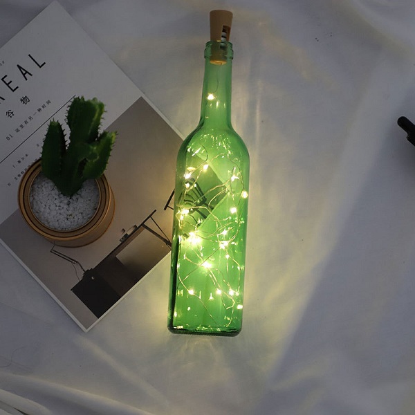 Guirnalda LED de 2M, guirnaldas de luces de alambre de cobre para botella de vidrio artesanal, decoración para fiestas, bares, bodas, navidad o San Valentín: 2M Green