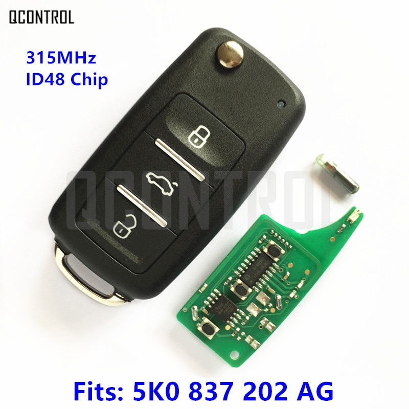 QCONTROL Afstandsbediening Sleutel Pak voor VolksWagen/VW 5K0 837 202 AG/5K0837202AG 315 MHz ID48 Chip