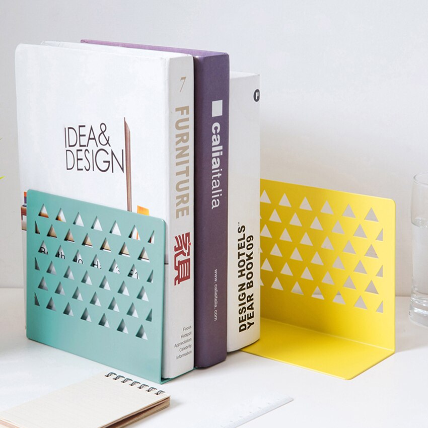 Sujetalibros hueco de Metal para escritorio, organizador de libros, revistas, soporte de estante para estudiantes, y la Oficina para el hogar, 2 unids/lote