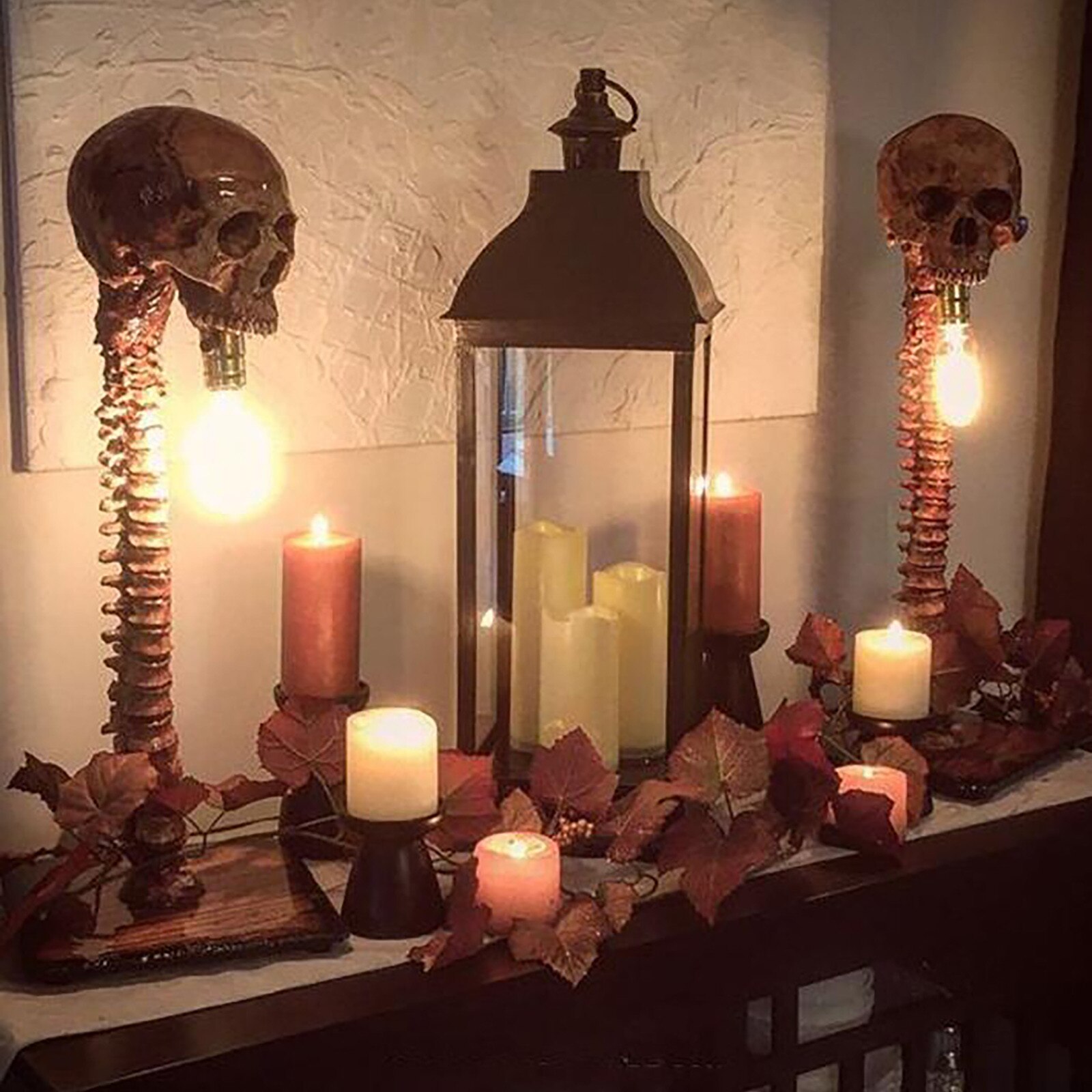 Halloween kranium skelet lampe horror 3d statue bordlys fest ornament rekvisit hjem soveværelse dekoration skræmmende rekvisit