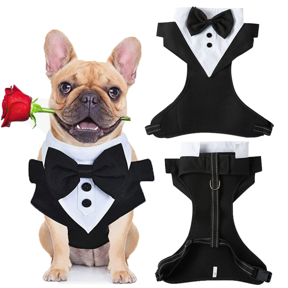 Hunde-Smoking-Kostüm, formelles Hemd, Hundehochzeit, schwarzer Jackenanzug, Haustier, Welpe, Prinz, Zeremonie, Fliege, Anzug, kleine Hunde, Katzenweste, Kleidung
