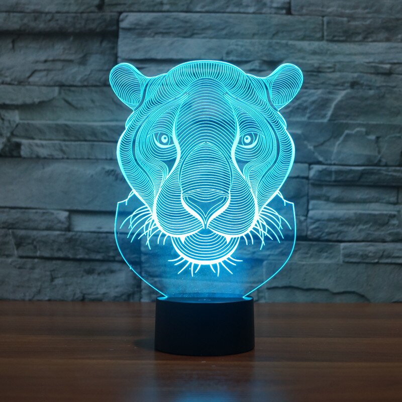 Löwen Kopf Modell 3D LED Licht Hologramm Illusionen 7 Farben Ändern Dekor Lampe Besten Nacht Licht für Heimat Deko 3220