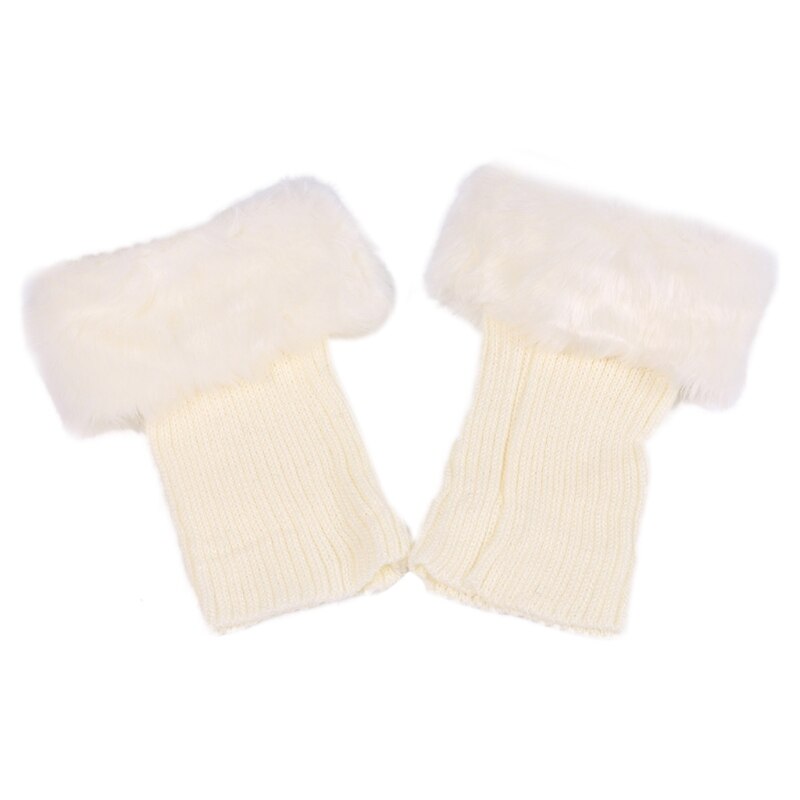 Guêtres en fourrure tricotée au Crochet pour femmes, chauffe-jambes, poignets, chaussettes, guêtres, hiver
