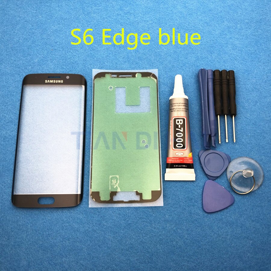Front Outer Glass Lens Cover replacement For Samsung Galaxy S7 Edge G935 G935F G935FD S6 Edge G925F LCD glass & B-7000 Glue Tool: S6 Edge blue