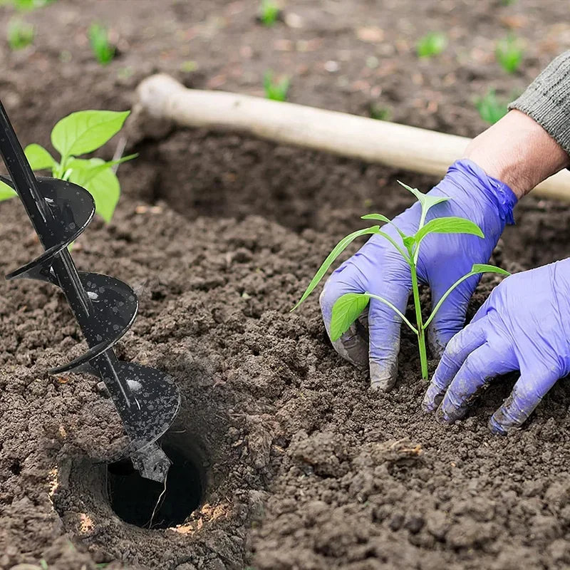 Barrena de jardín, accesorios de broca en espiral, macetero de flores de jardinería, taladro de tierra, herramienta excavadora de agujeros, broca de suelo suelto