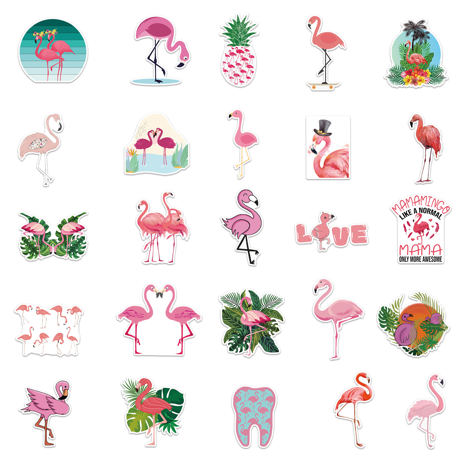 10/50/100pcs Pink VSCO Flamingo Graffiti Stickers for DIY Girls Scrapbook Suitcase Water Bottle Phone Laptop Guitar Decal