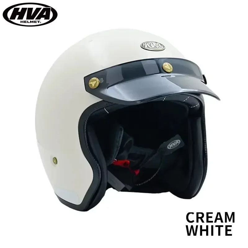 Retro Half Open Motorcycle Helmet Jet Motocross Accessories Casco Moto Helmet 3/4 Open Face Vintage Helmet Four Seasons Capacete: Beige / L