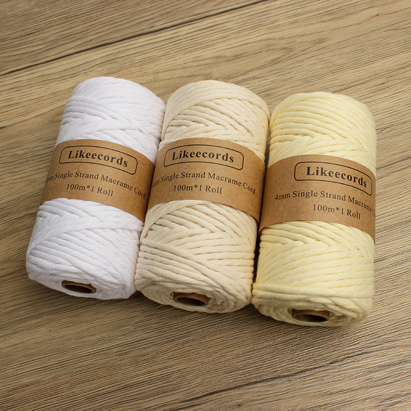 100% Cotton 4mm Single Strand Macrame Cord Rope 10... – Grandado